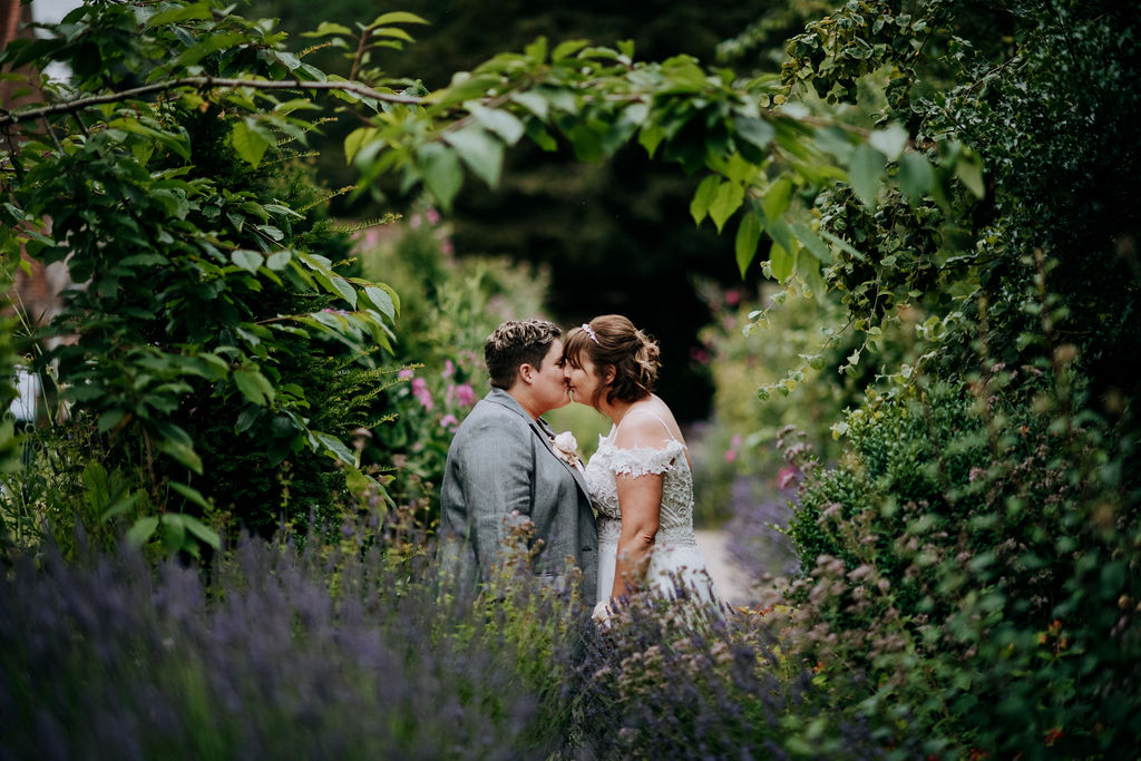 happy couple in intimate outdoor wedding ceremony