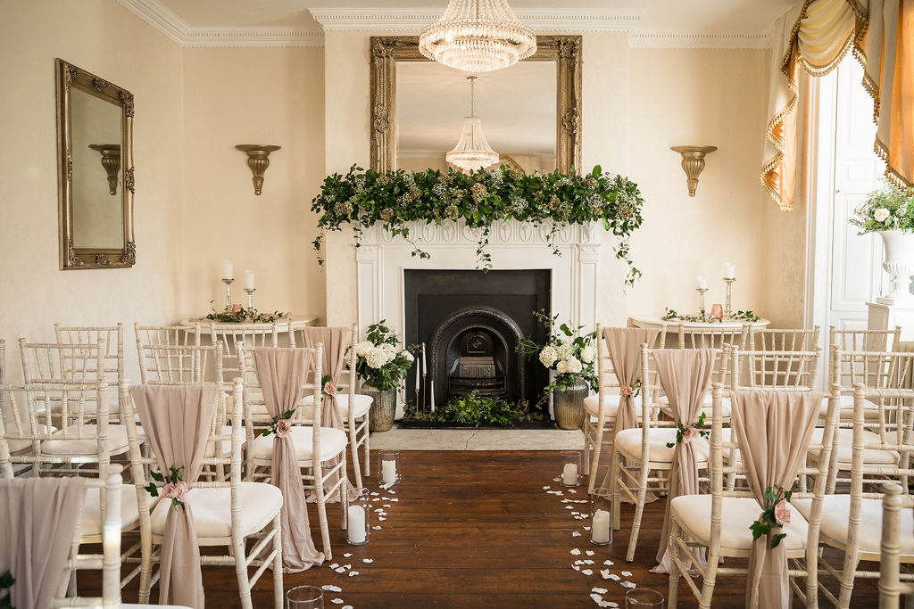 romantic country house wedding ceremony room